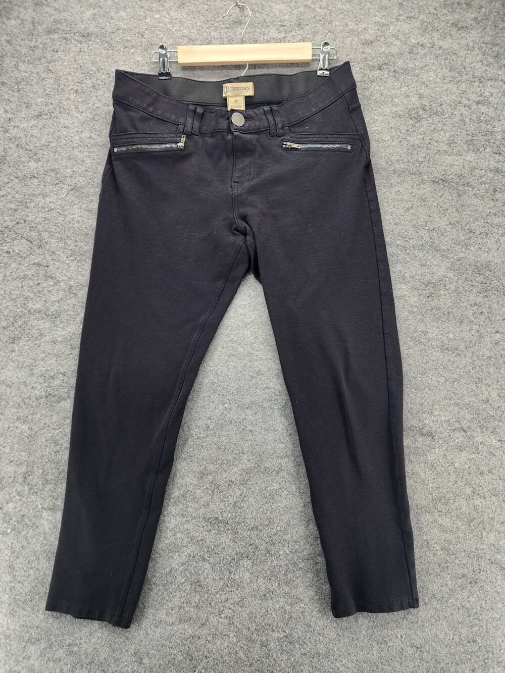 Democracy Jeans Womens 10 "Ab" Solution Black Denim Mid Rise 33x23"